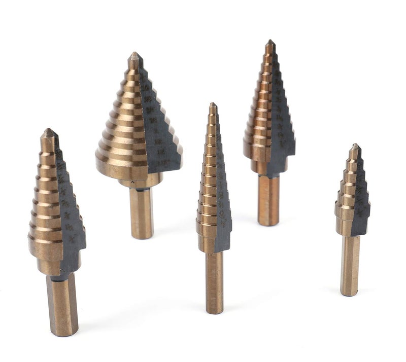 Yesland 5pcs Hss Cobalt, Multiple Hole 50 Sizes High Speed Metal Step Drill Bit Set with Aluminum Case - Image 2